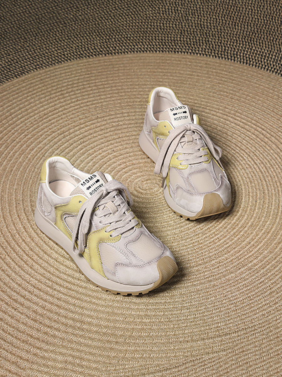 Colorblock Leather Sport Shoes Wu008