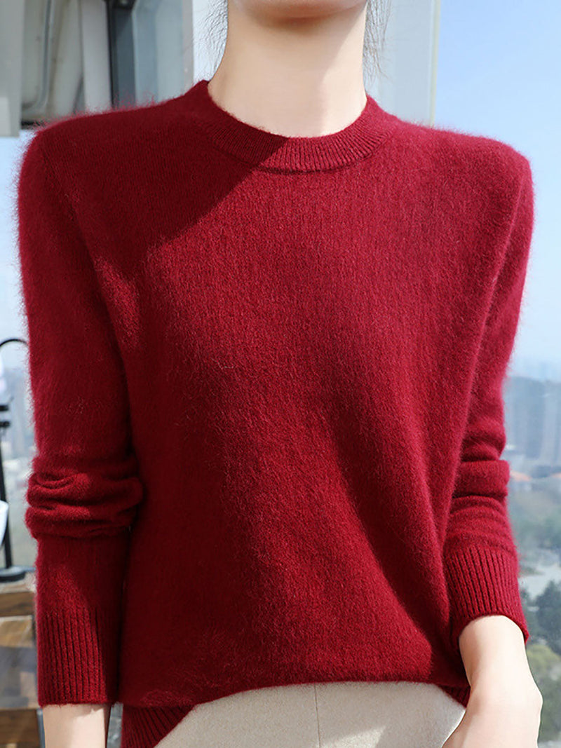 Autumn O-neck Soft 100%wool Sweater Qu030