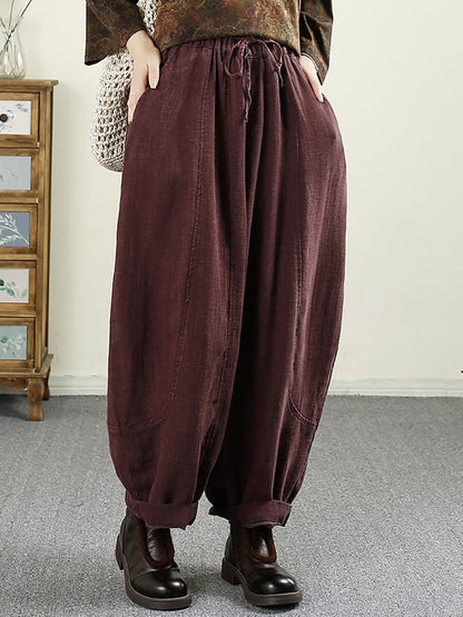 Autumn Pocket Linen Harem Pants Av1031