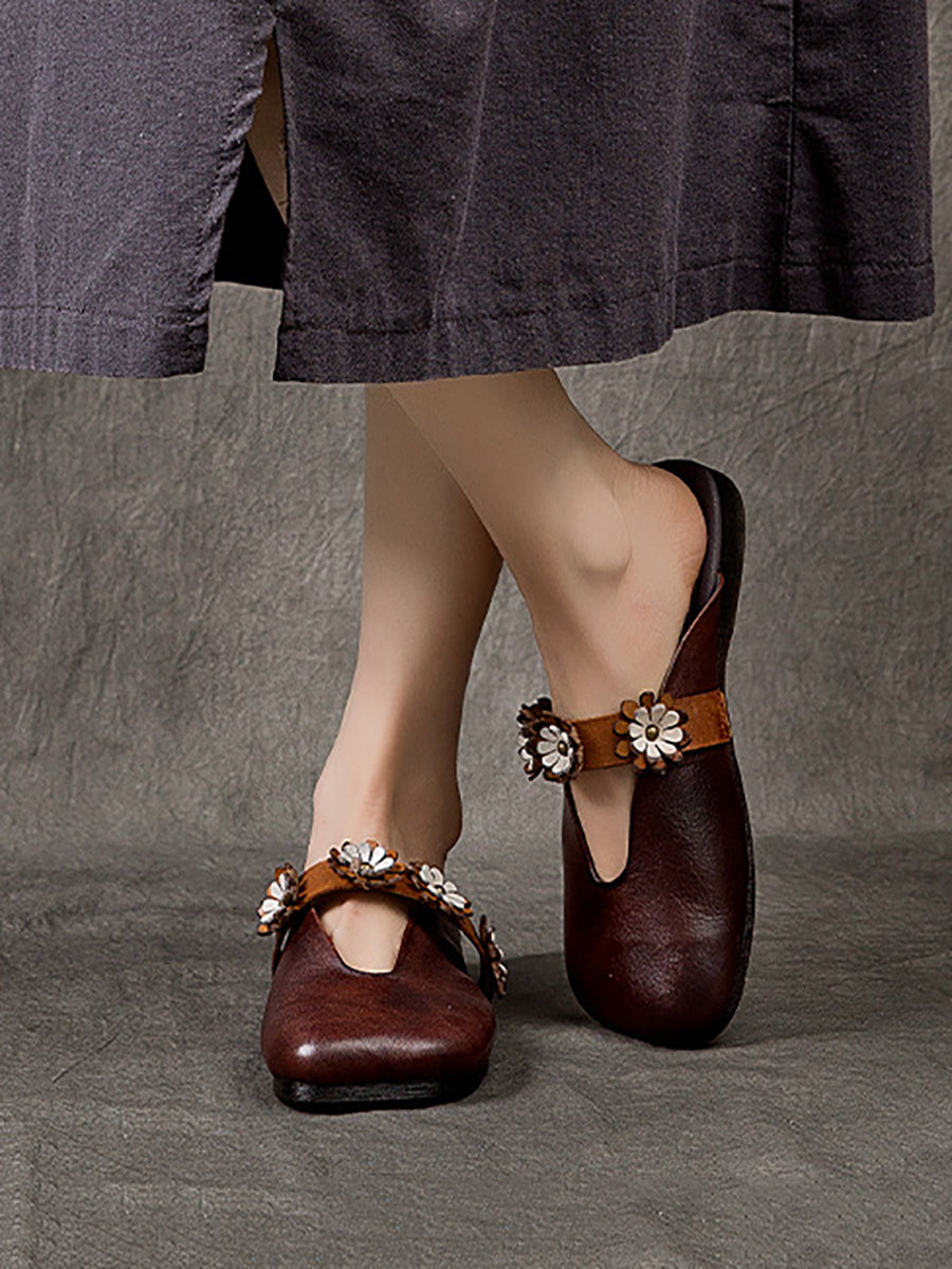 Summer Flower Leather Slippers Sc1011