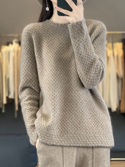 Autumn Knit 100%wool O-neck Sweater Qm005