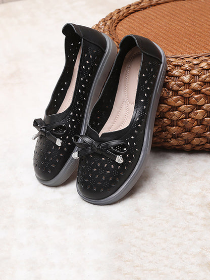 Summer Cutout Leather Flat Shoes Kl1043