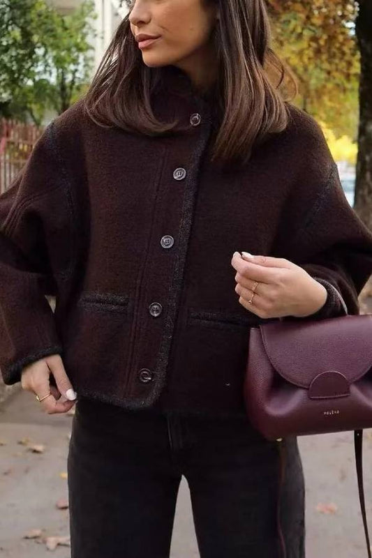 Wear Button Woolen Coat