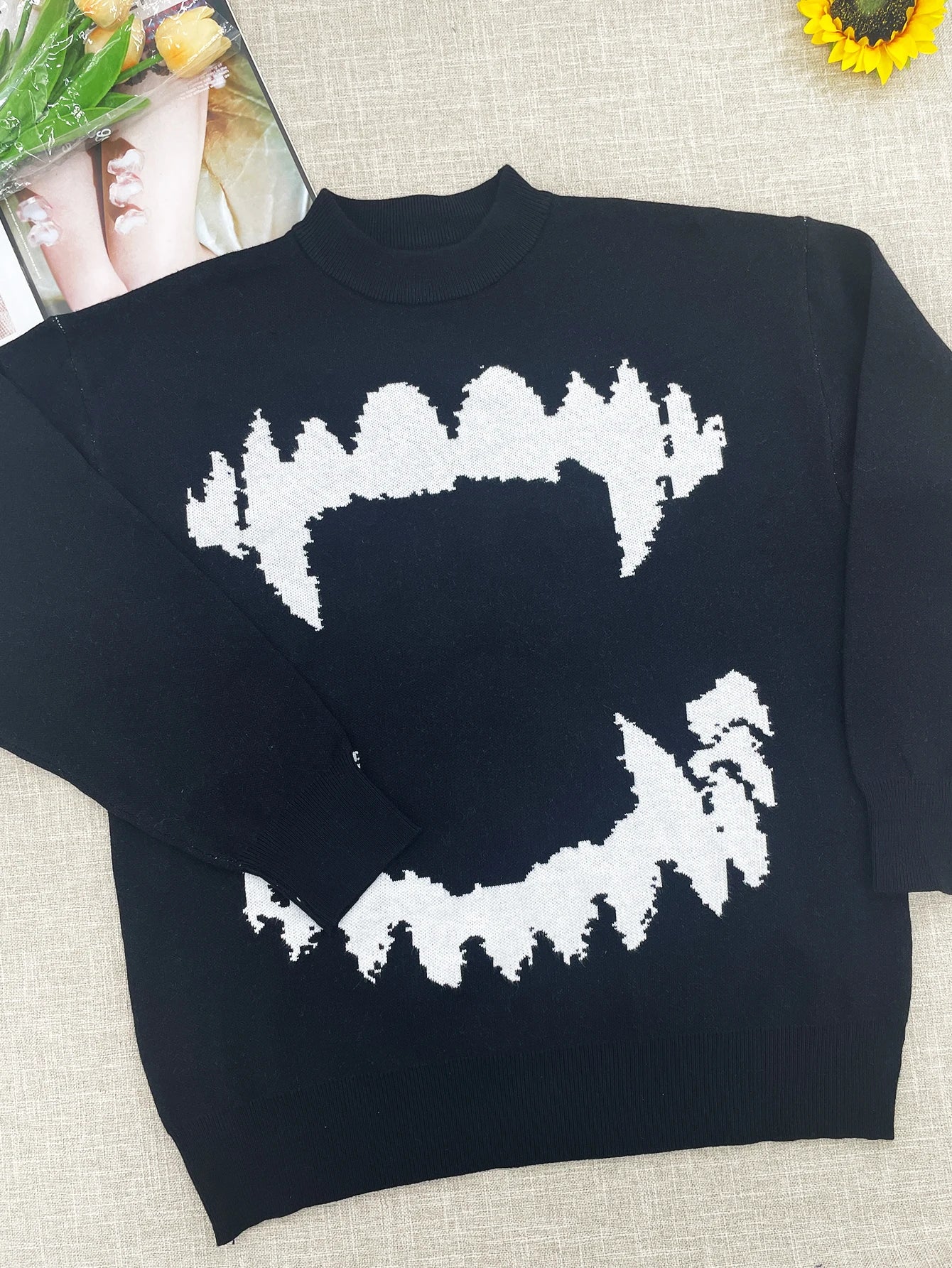 Temperament Commuter Style Pullover Sweater for ’s Autumn and Winter New Loose All-match Crew-neck Knitwear