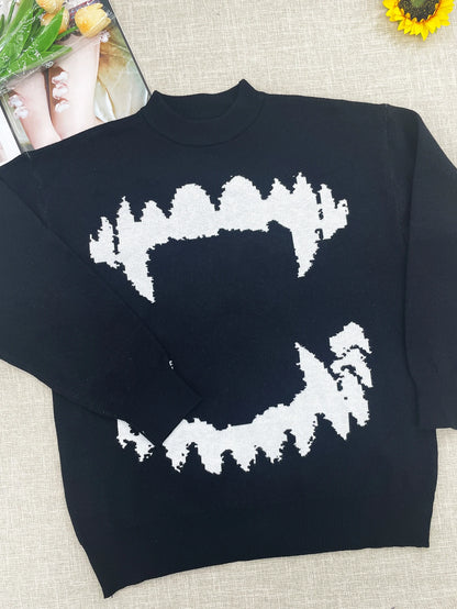 Temperament Commuter Style Pullover Sweater for ’s Autumn and Winter New Loose All-match Crew-neck Knitwear