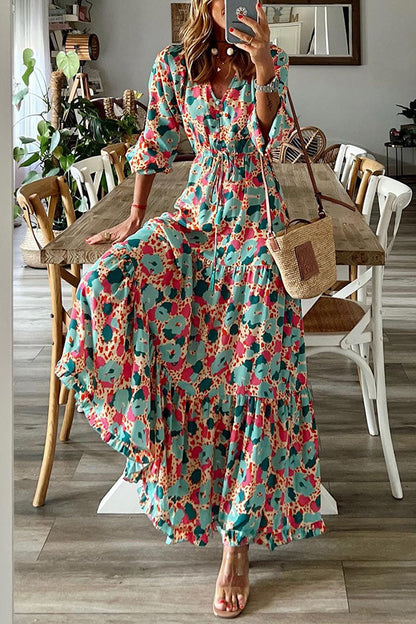 Full Bloom Adjustable Waist Maxi Dress