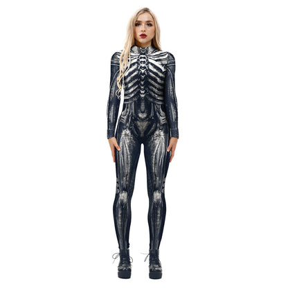 Skeleton Digital Printing Jumpsuit Halloween Cosplay Clothes Products Cos Costume