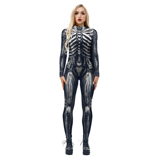 Skeleton Digital Printing Jumpsuit Halloween Cosplay Clothes Products Cos Costume