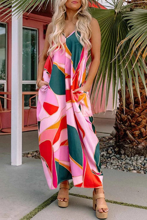Print Slip Sleeveless Maxi Dress