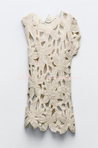Crochet Hollow Loose Beach Cover-up Mini Dress