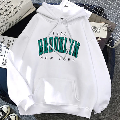 1898 Brooklyn New York Printed Hoodies Fleece Hoody Creativity Pullover Clothing Street Loose Sweatshirts ’s