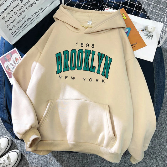 1898 Brooklyn New York Printed Hoodies Fleece Hoody Creativity Pullover Clothing Street Loose Sweatshirts ’s