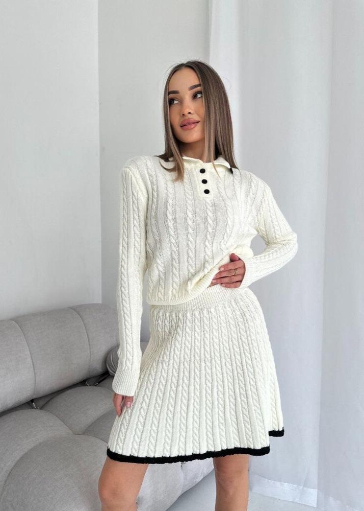 Cable-knit Buttoned Sweater Dress Set