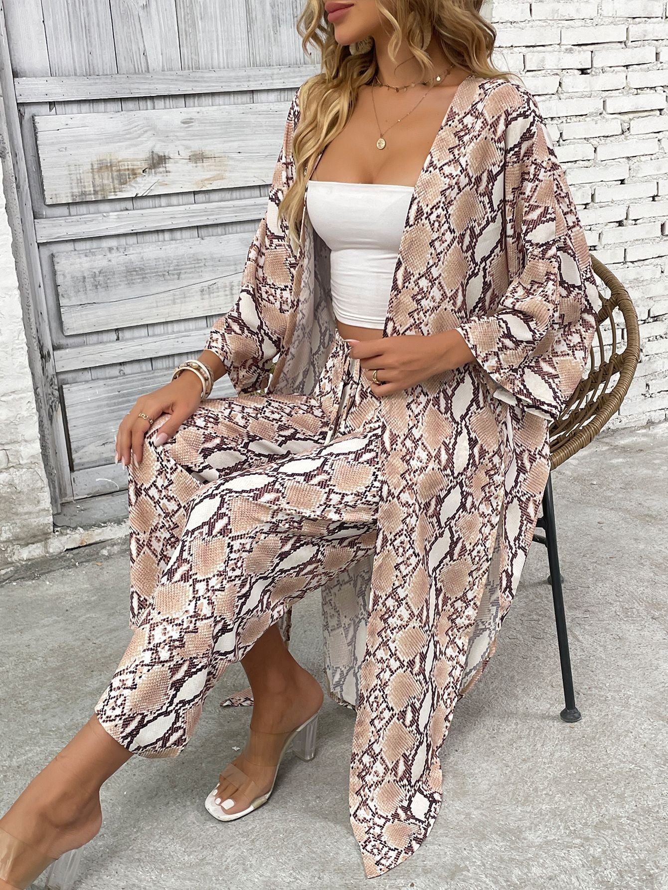 Holiday Printed Kimono and Pants Sets
