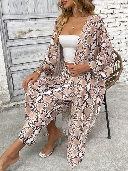 Holiday Printed Kimono and Pants Sets