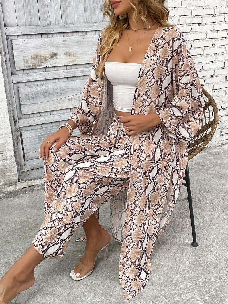 Holiday Printed Kimono and Pants Sets