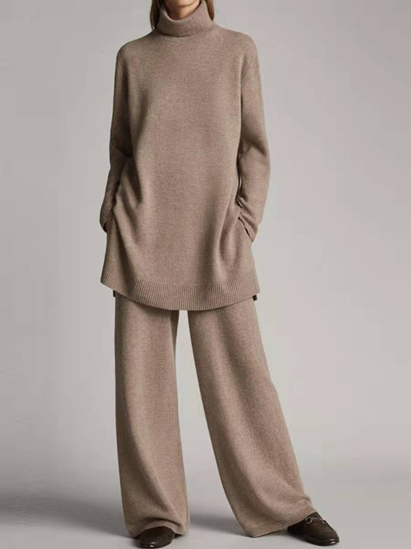 Long Sleeves Knitted Top and Pants Two Pieces Sets