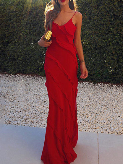 Ruffle Slit Maxi Dress
