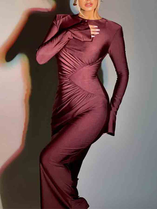 Long Sleeves Slim Maxi Dress