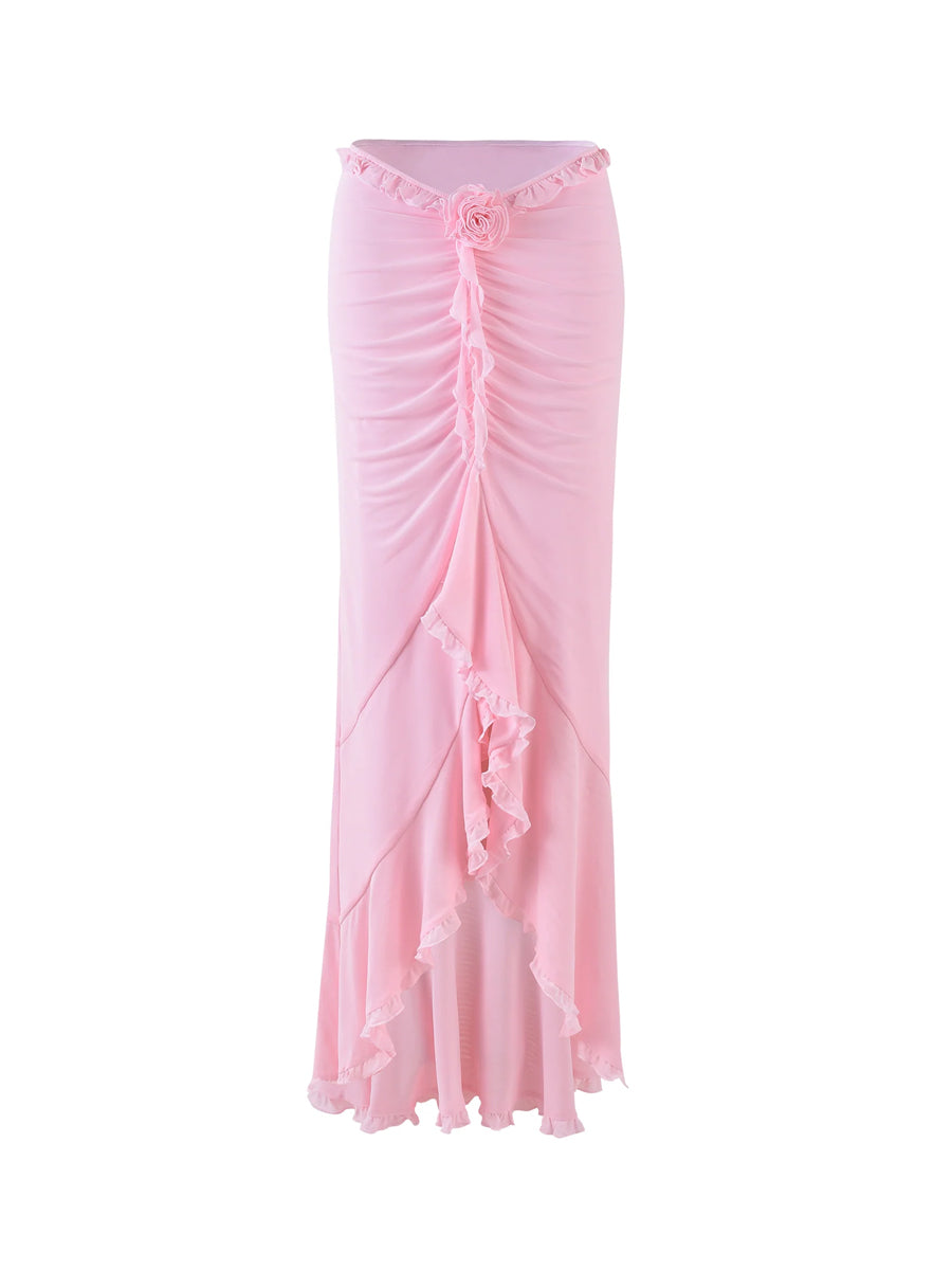 Plain 3d Flowers Bikini and Skirt