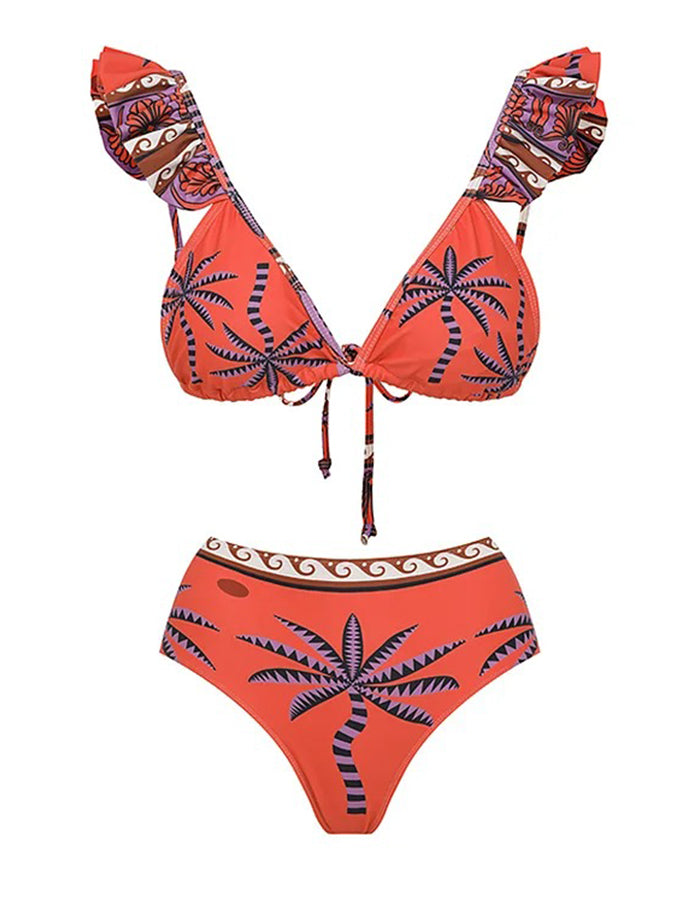 Off Shoulder Printed One Piece Swimsuit and Skirt