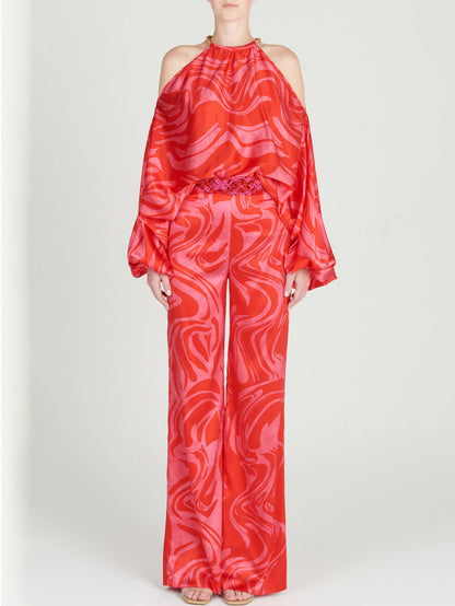Printed Shirt and Pants Two Piece Set