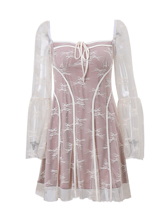 Lace Long Sleeves Mini Dress