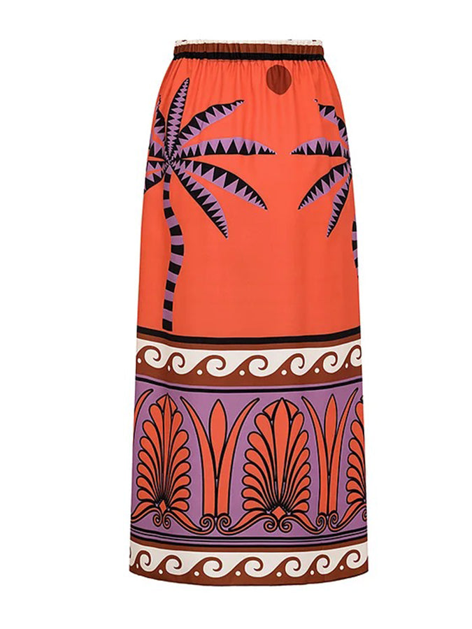 One Shoulder Ruffle Printed Bikini Swimsuit and Skirt
