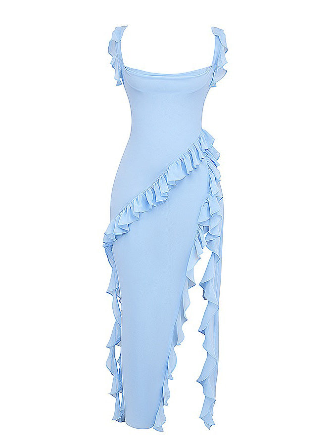 Ruffle Slit Maxi Dress