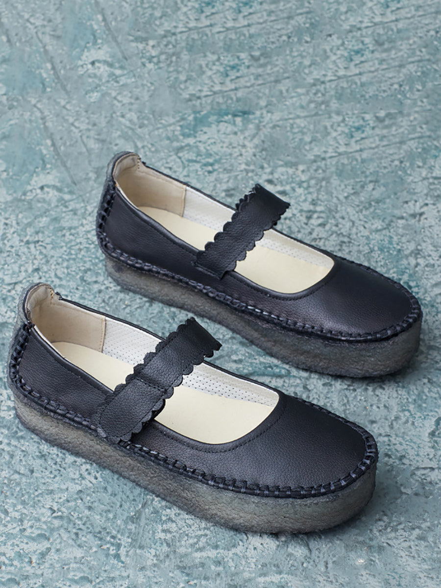 Summer Leather Velcro Flat Shoes Zz1040