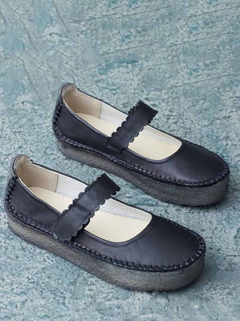 Summer Leather Velcro Flat Shoes Zz1040