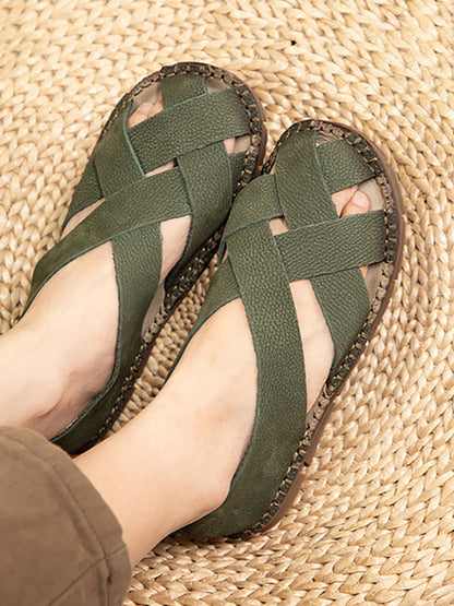 Summer Leather Weave Flat Shoes As1055