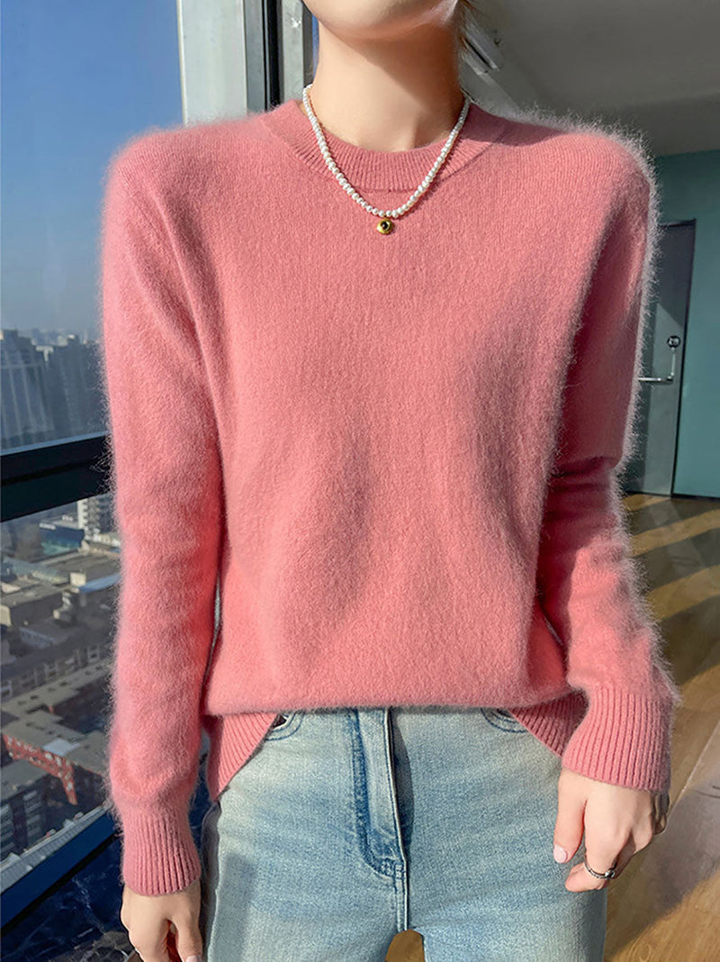 Autumn O-neck Soft 100%wool Sweater Qu030