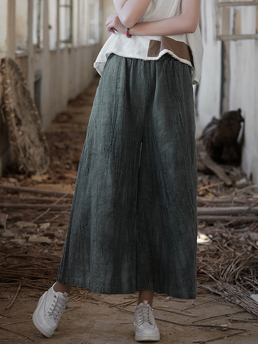 Summer Tie-dye Ramie Wide-leg Pants Io1009