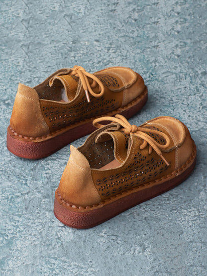 Summer Colorblock Leather Flat Shoes As1053