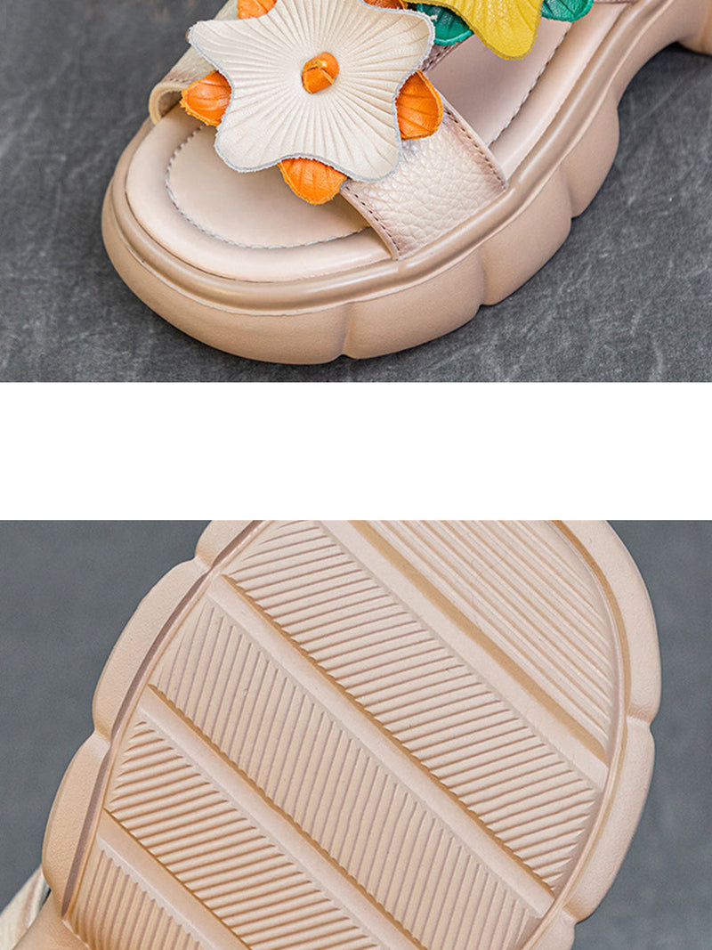 Summer Leather Spliced Star Platform Sandal Ty1033