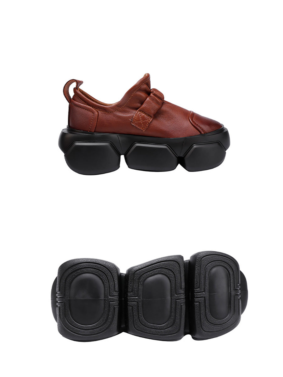 Autumn Stylish Soft Leather Platform Shoes Ah1001