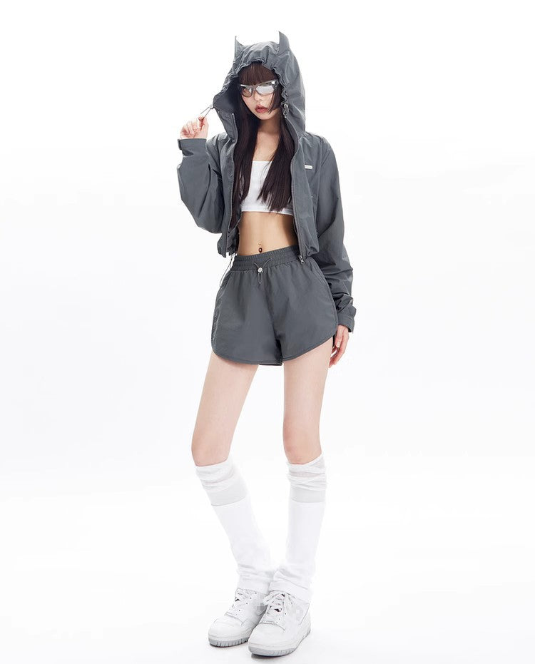 Sports Style Short Jacket and Shorts