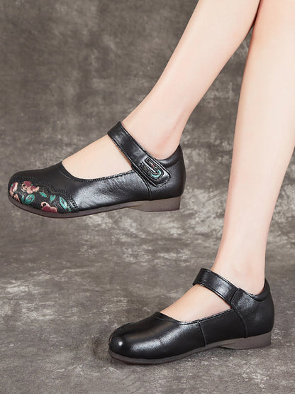 Summer Flower Spliced Leather Shoes Xx1052