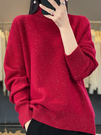 Autumn Knit 100%wool Half-turtleneck Sweater Wu009