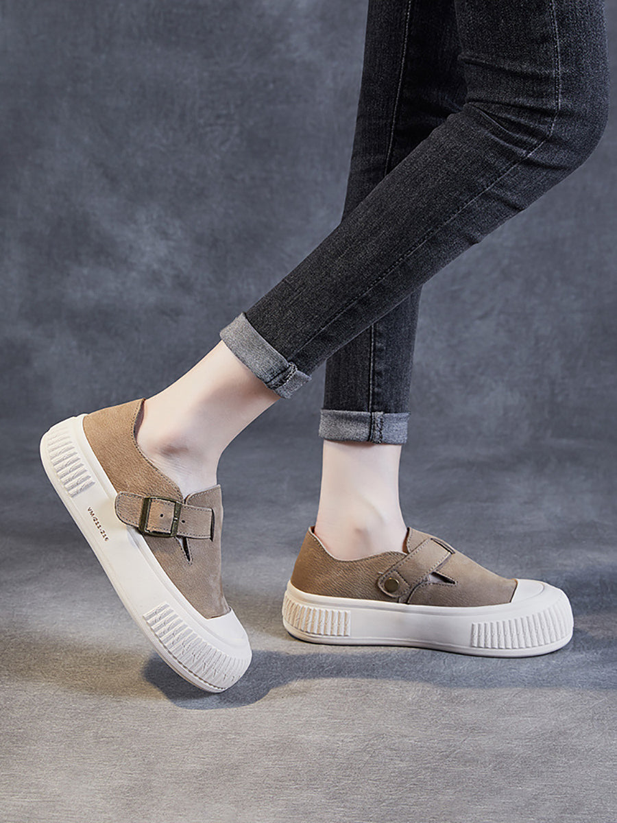 Leather Platform Flat Shoes Fg1027