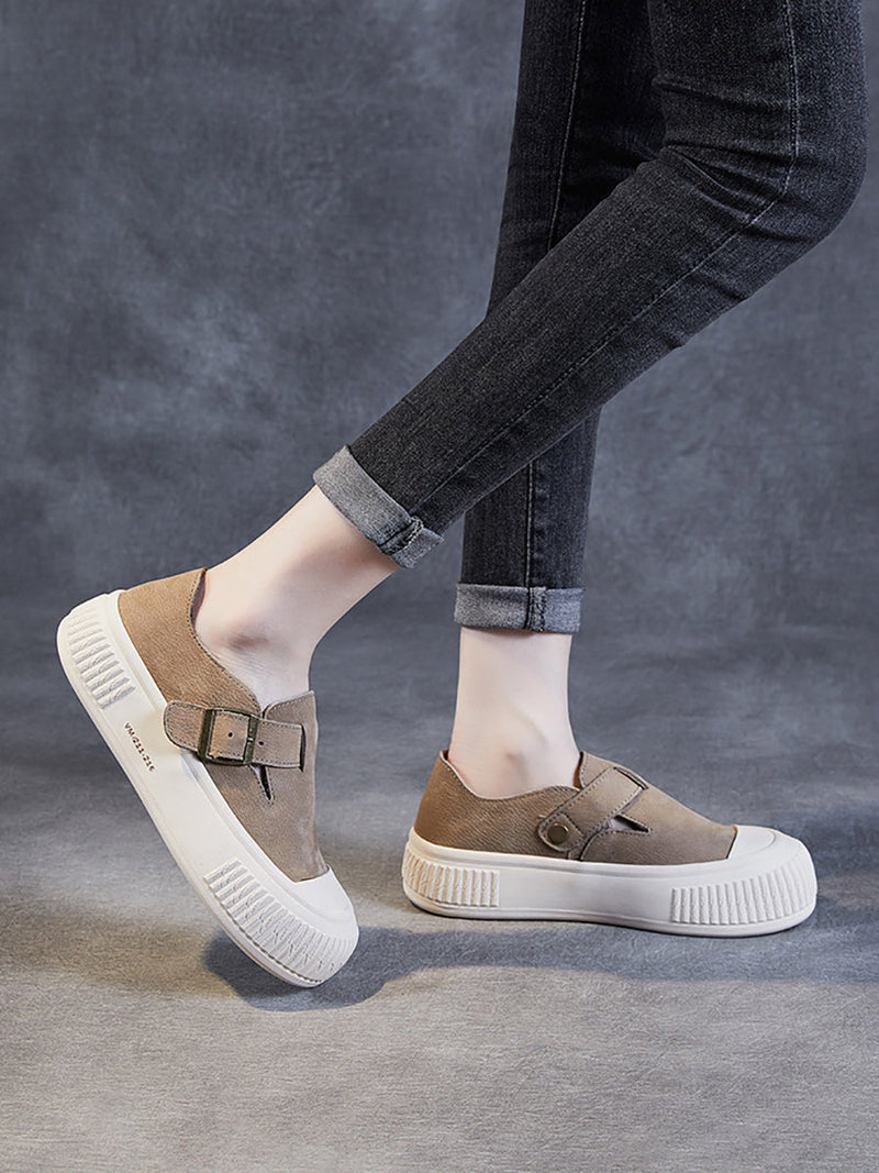 Leather Platform Flat Shoes Fg1027