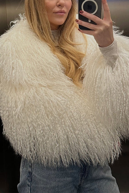 Open Front Winter Faux Fur Teddy Coat