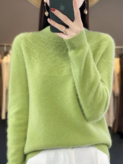 Autumn Cable Knit 100%wool Half Turtleneck Sweater Qn017