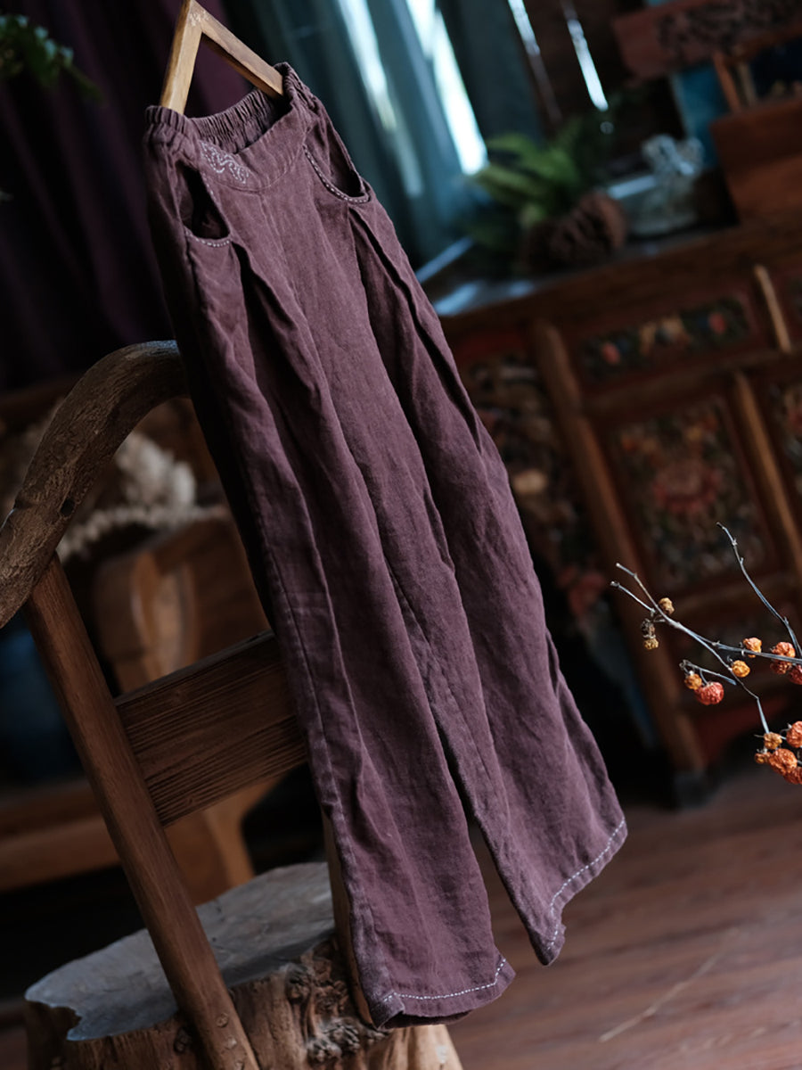 Summer Retro Linen Wide-leg Pants Xx1054