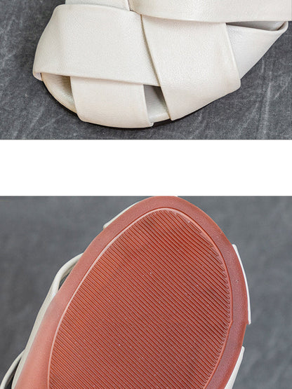 Summer Soft Leather Spliced Low-heel Shoes Cv1035