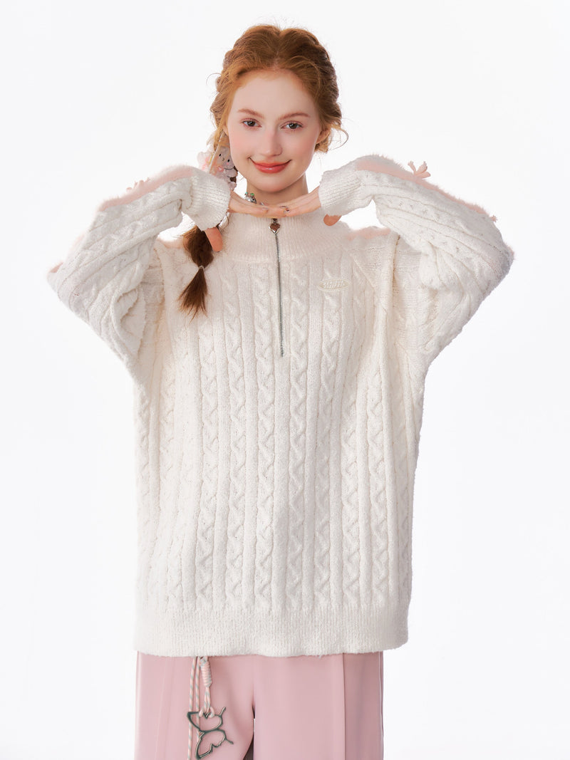 Sport Stripe Cable Knit Sweater