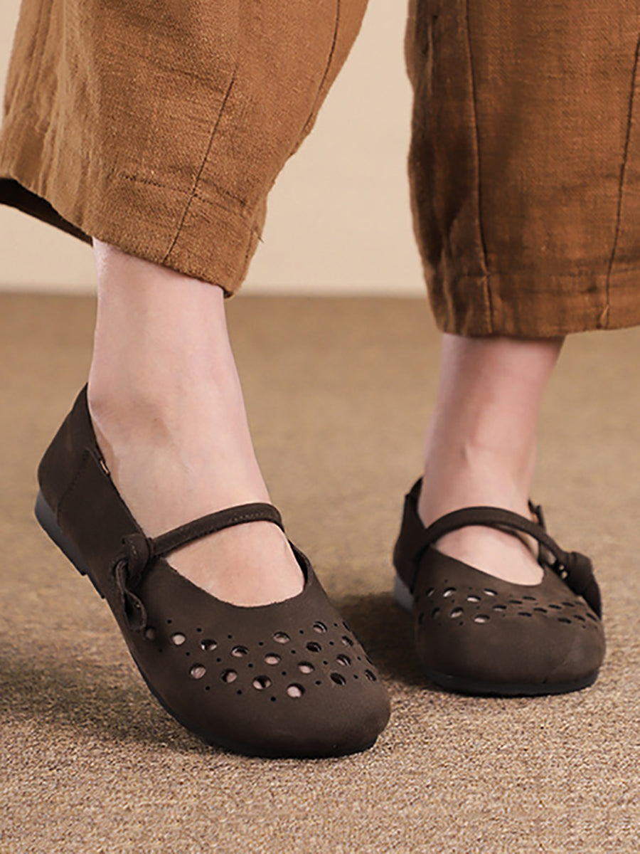 Soft Leather Cutout Shoes Xx1053