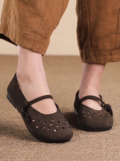 Soft Leather Cutout Shoes Xx1053