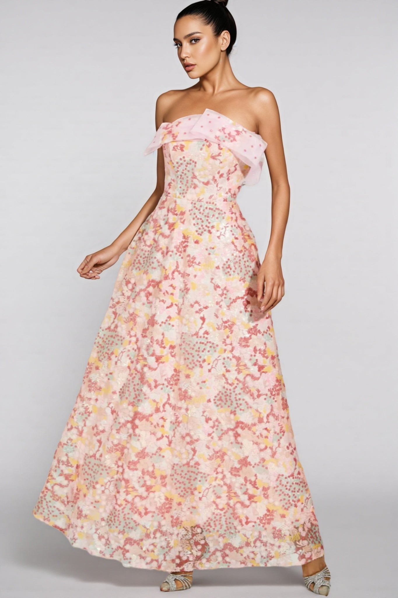 Nivenad Pink Sequin Bodycon Maxi Dress